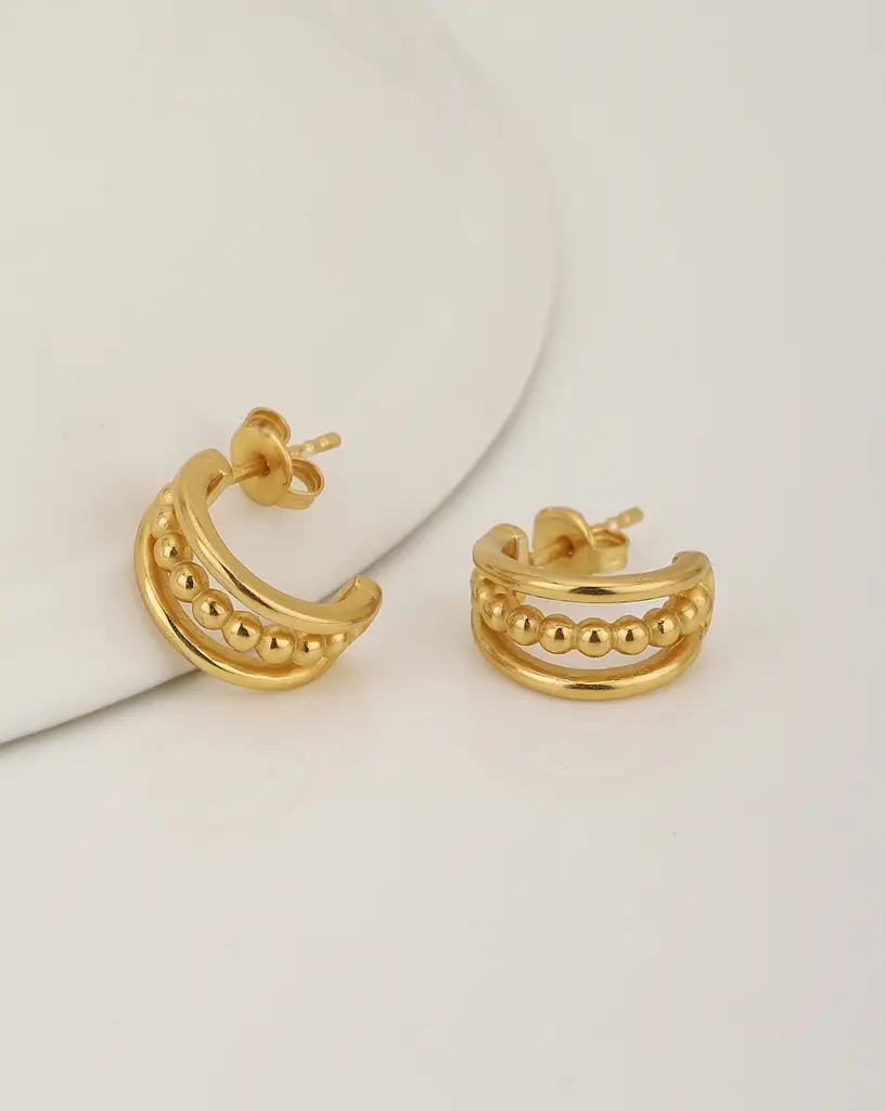 18Kt Gold-Plated Contemporary Half Hoop Earrings