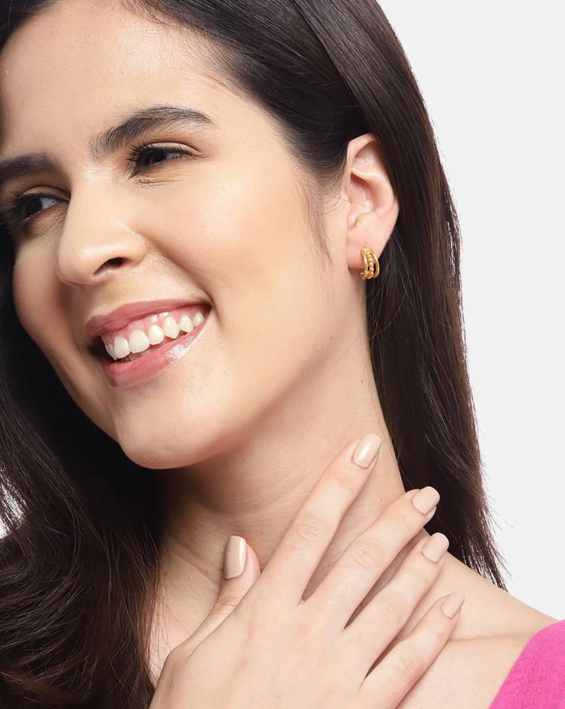 18Kt Gold-Plated Contemporary Half Hoop Earrings : FJE4512