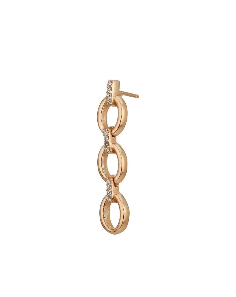 Carlton London Rose Gold-Plated Cz Studded Geometric Drop Earrings : FJE4532