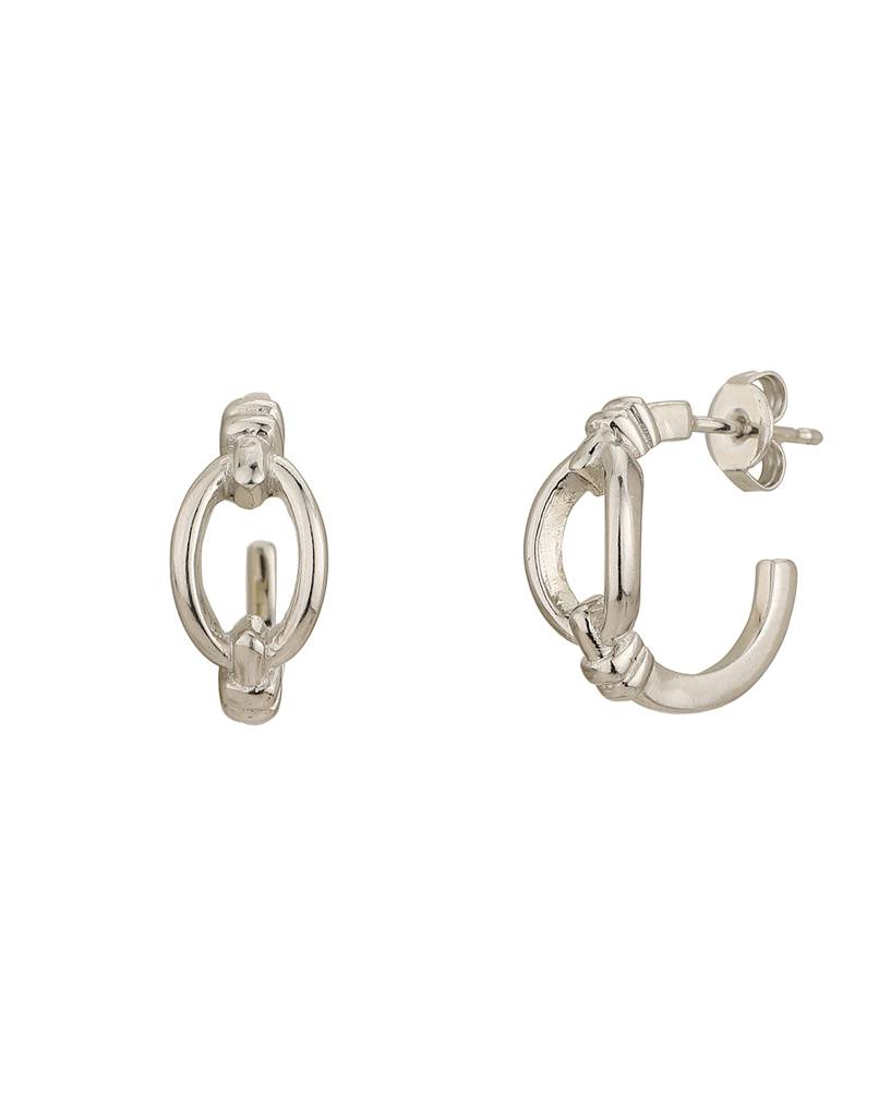 Carlton London Rhodium-Plated Contemporary Half Hoop Earrings : FJE4533
