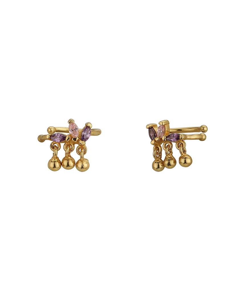 Gold-Plated Cz Contemporary Ear Cuff Earrings : FJE4538