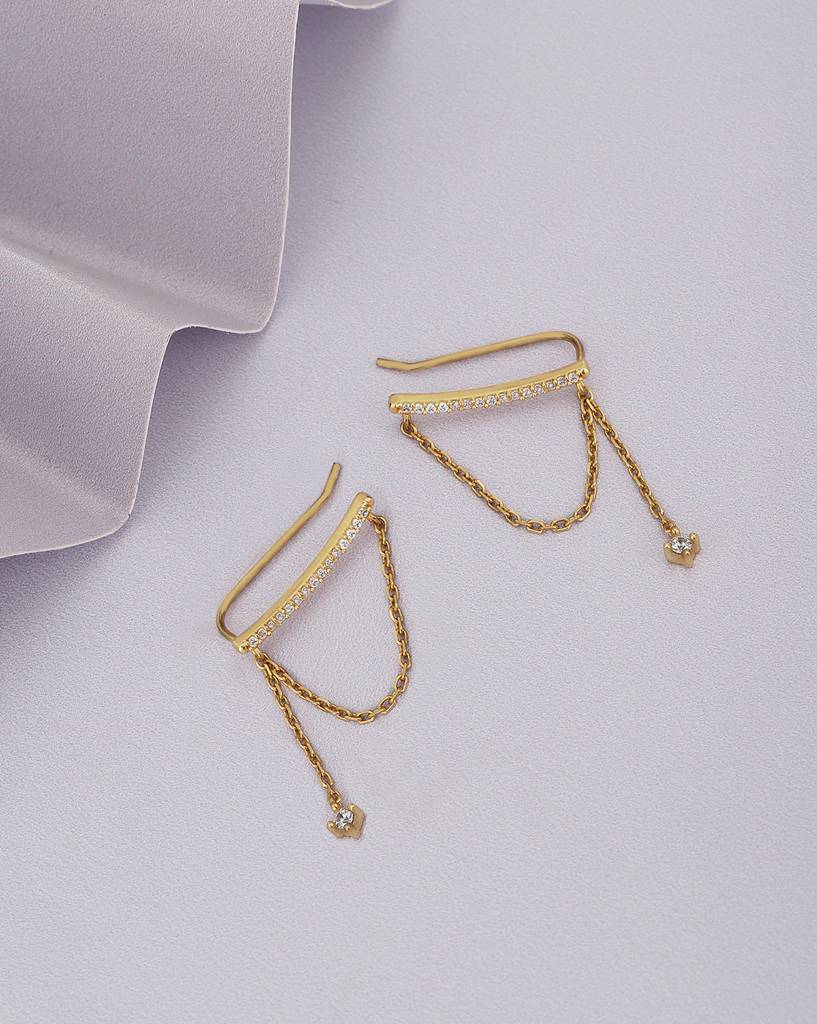 Gold-Plated Contemporary Drop Earrings : FJE4541