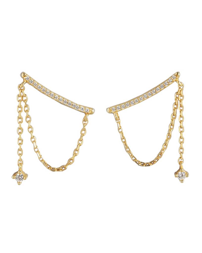 Gold-Plated Contemporary Drop Earrings : FJE4541