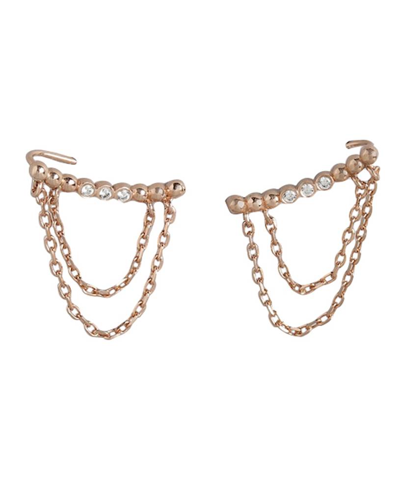 Carlton London Rose-Gold Plated Cz Drop Earrings : FJE4542