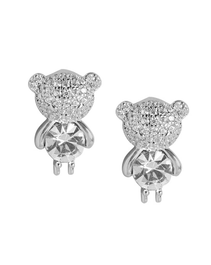 Carlton London Rhodium-Plated Cz Quirky Stud Earrings : FJE4607