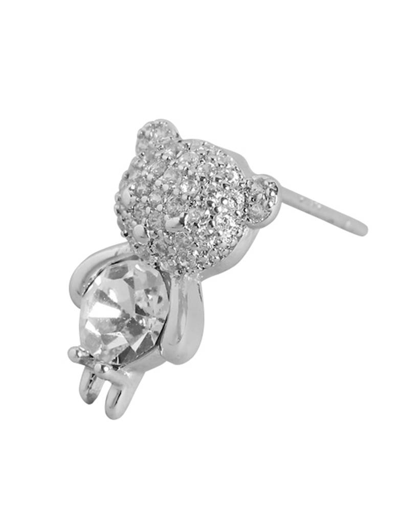 Carlton London Rhodium-Plated Cz Quirky Stud Earrings : FJE4607
