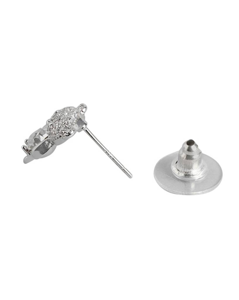 Carlton London Rhodium-Plated Cz Quirky Stud Earrings : FJE4607