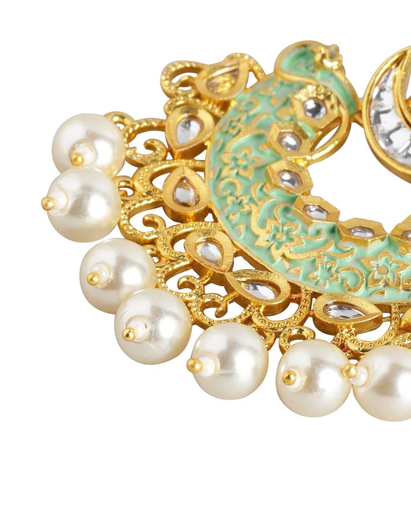 Carlton London Gold Plated Pearl Enamel Chandelier Jhumka Earring : FJE4640