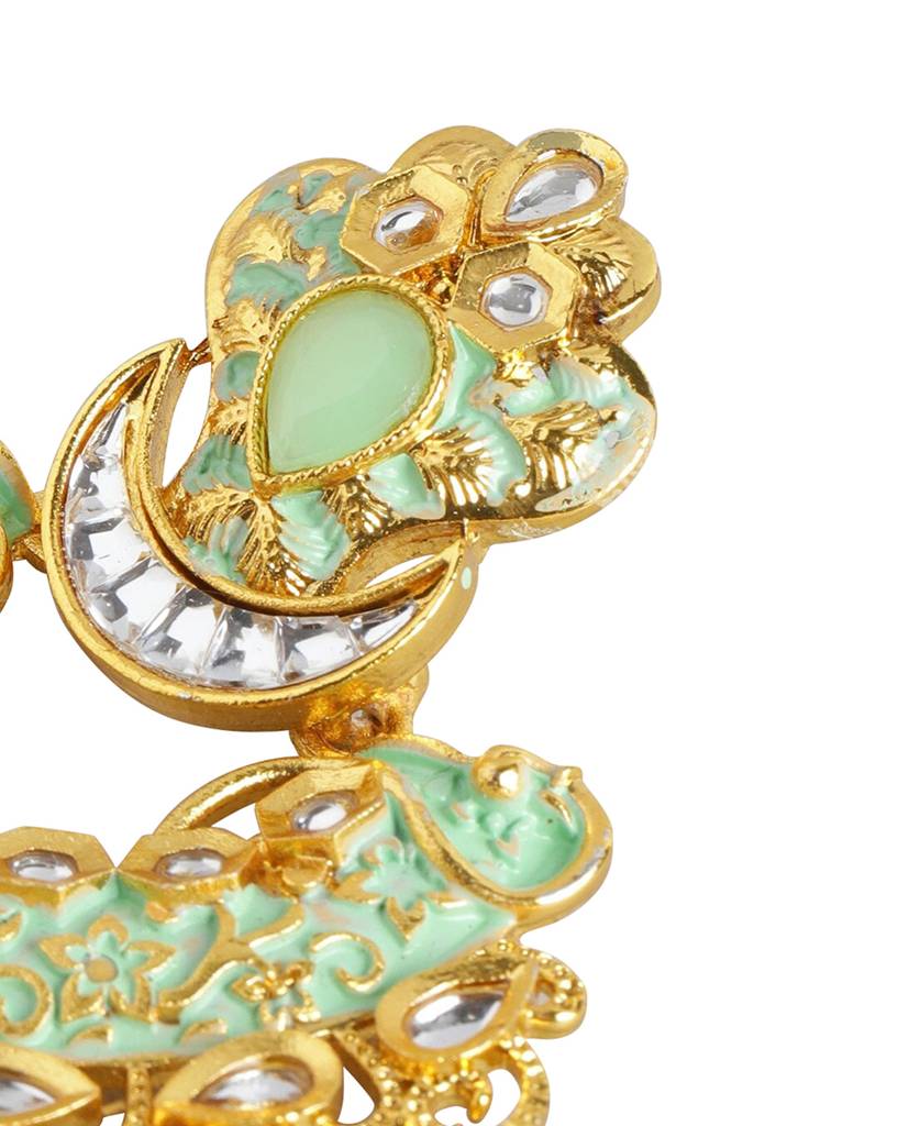 Carlton London Gold Plated Pearl Enamel Chandelier Jhumka Earring : FJE4640