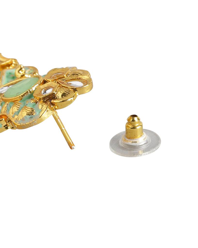 Carlton London Gold Plated Pearl Enamel Chandelier Jhumka Earring : FJE4640