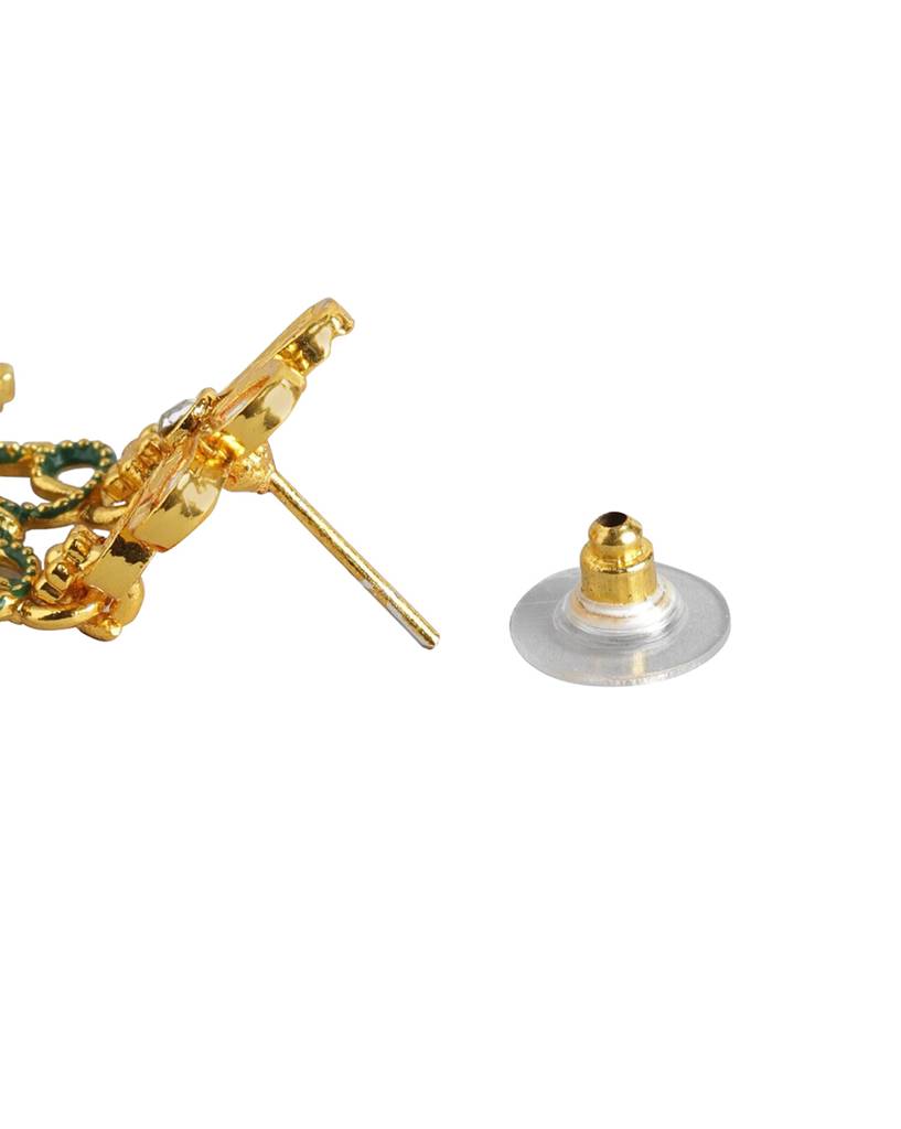 Carlton London Gold-Plated Dangling Pearl Chandelier Jhumka Earring : FJE4641