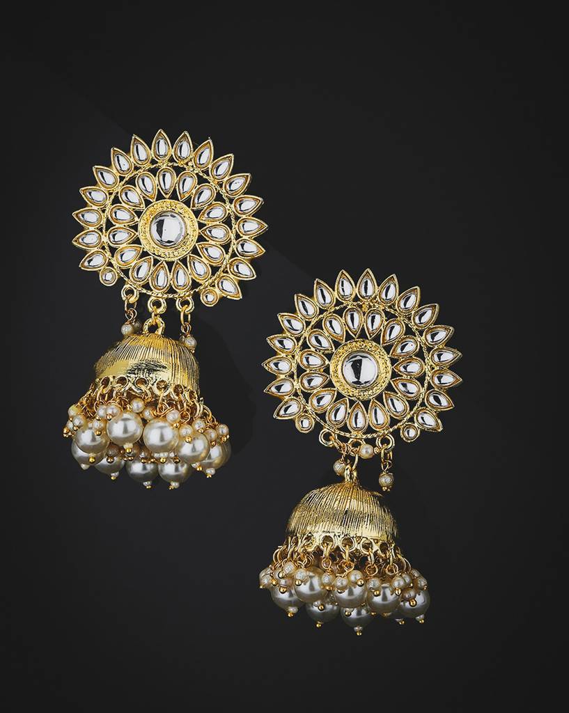 Carlton London Gold Plated Pearl Enamel Jhumka Earring : FJE4645