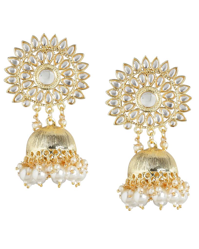 Carlton London Gold Plated Pearl Enamel Jhumka Earring : FJE4645