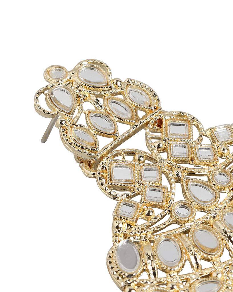 Carlton London Gold--Plated Dangling Pearl Chandelier Jhumka Earring : FJE4649