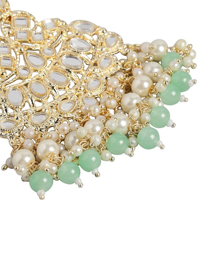 Carlton London Gold--Plated Dangling Pearl Chandelier Jhumka Earring : FJE4649