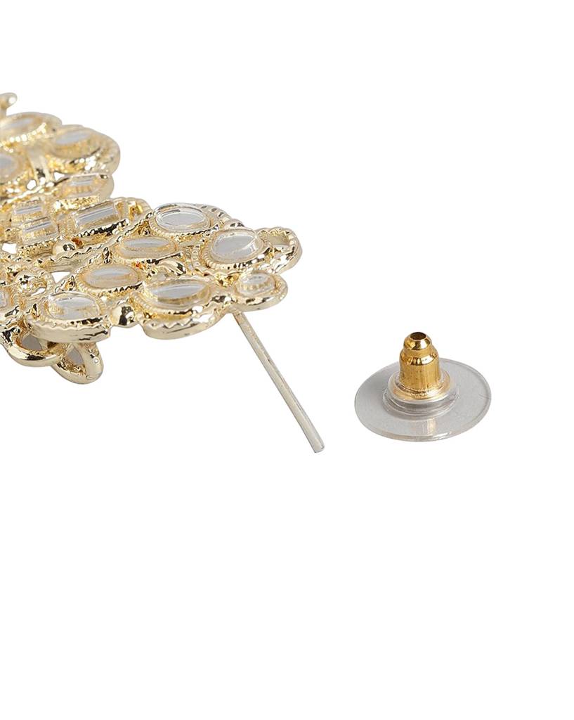 Carlton London Gold--Plated Dangling Pearl Chandelier Jhumka Earring : FJE4649