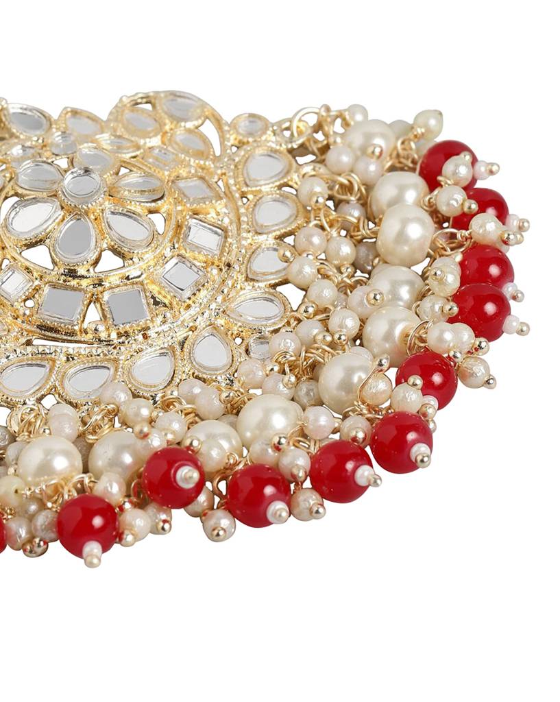 Carlton London Gold Plated Dangling, Pearl Chandelier Jhumka Earring : FJE4650