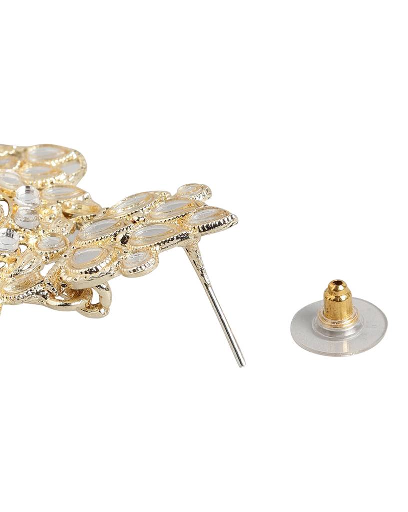 Carlton London Gold Plated Dangling, Pearl Chandelier Jhumka Earring : FJE4650
