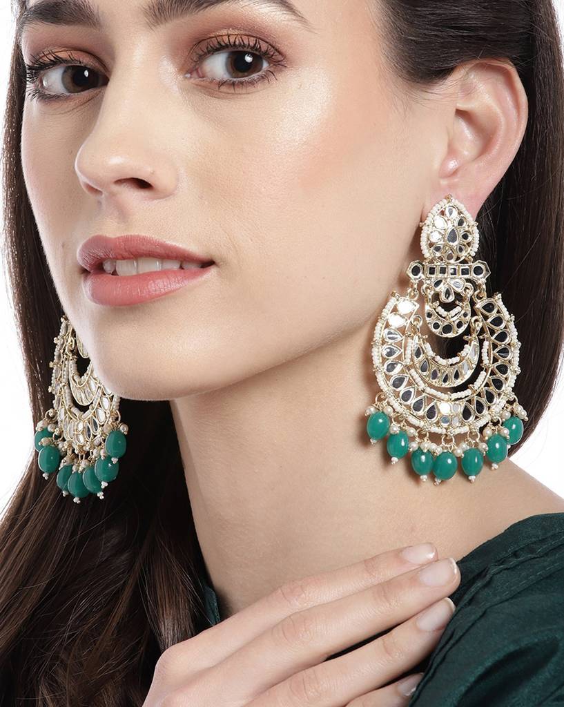 Carlton London Gold Plated Dangling Pearl Chandelier Jhumka Earring : FJE4655