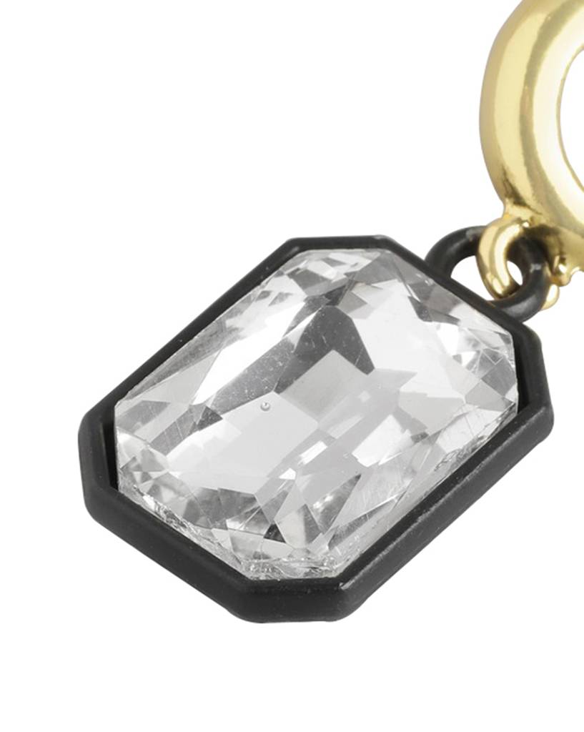 Carlton London Gold-Plated Crystals-Studded Square Drop Earrings : FJE4677