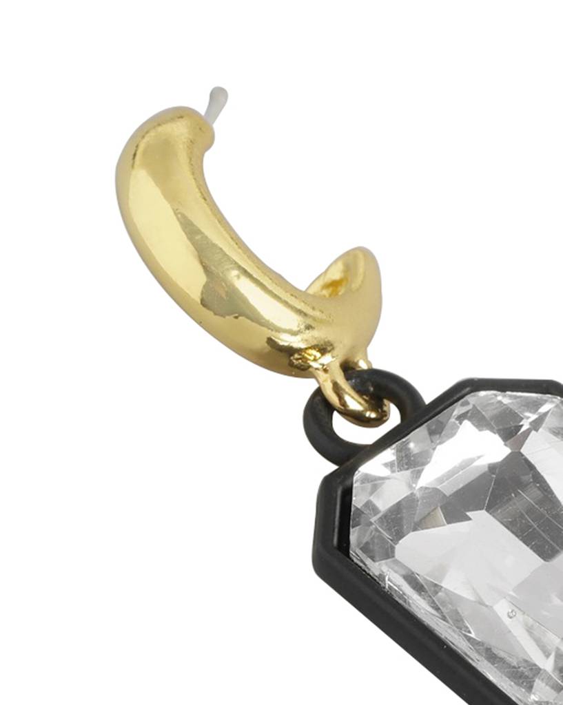 Carlton London Gold-Plated Crystals-Studded Square Drop Earrings : FJE4677