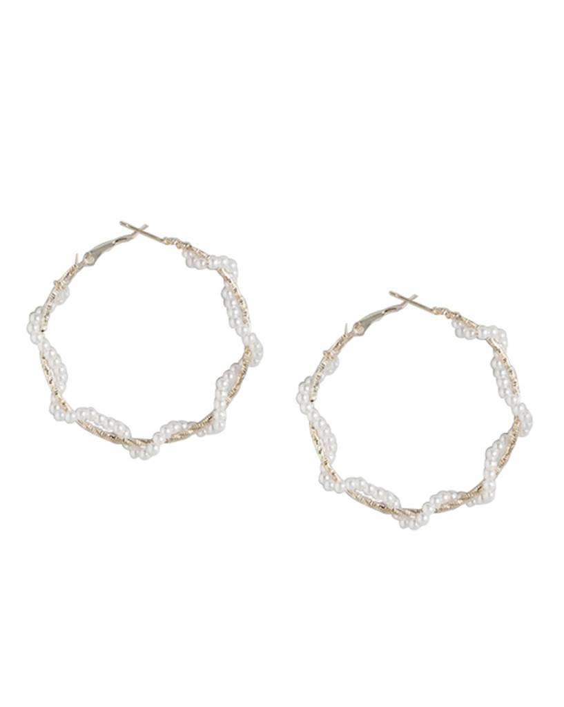 Carlton London Gold-Plated Pearls-Studded Circular Hoop Earrings : FJE4705