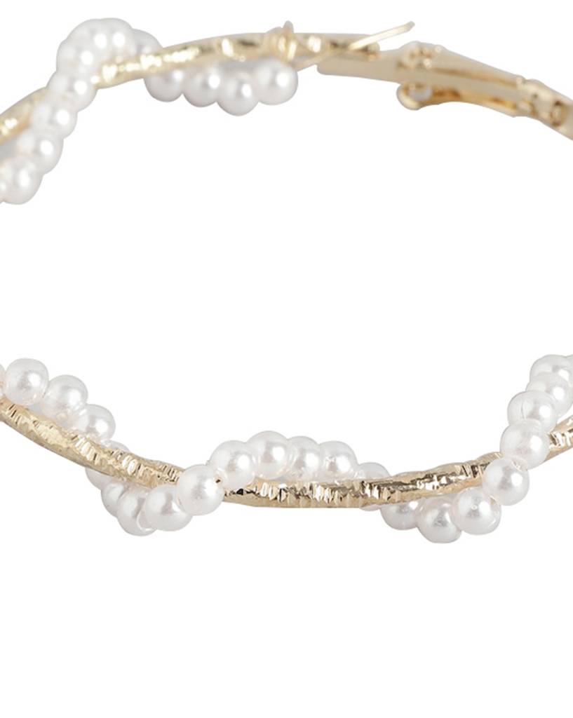 Carlton London Gold-Plated Pearls-Studded Circular Hoop Earrings : FJE4705