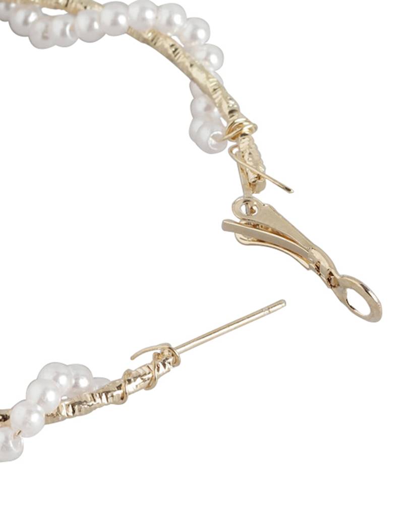 Carlton London Gold-Plated Pearls-Studded Circular Hoop Earrings : FJE4705