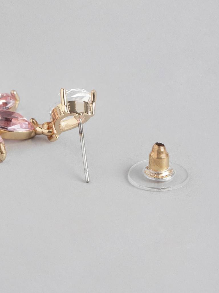 Gold-Plated Floral Crystal Drop Earrings : FJE4734