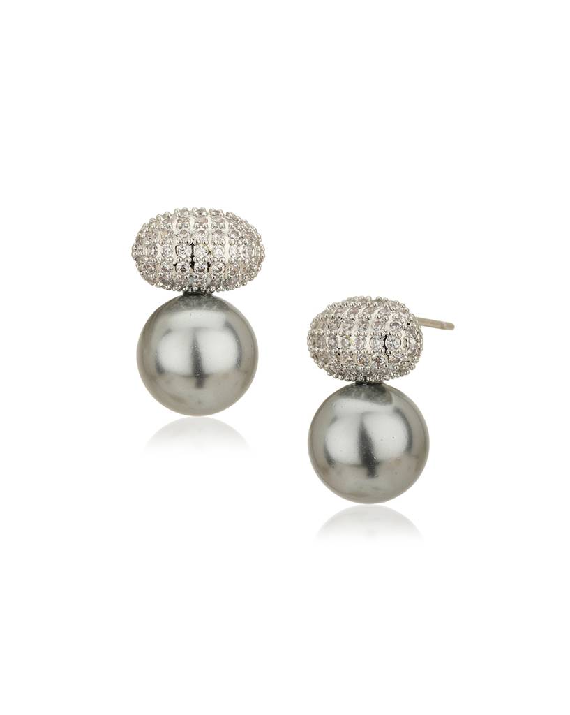 Premium Silver-Plated Pearls Oval Studs : FJE4746