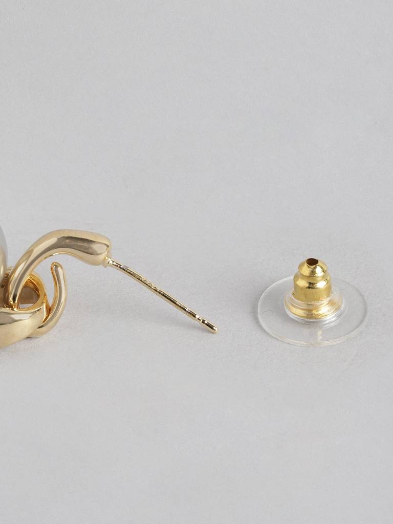 Gold-Plated Pearl Circular Drop Earrings : FJE4747
