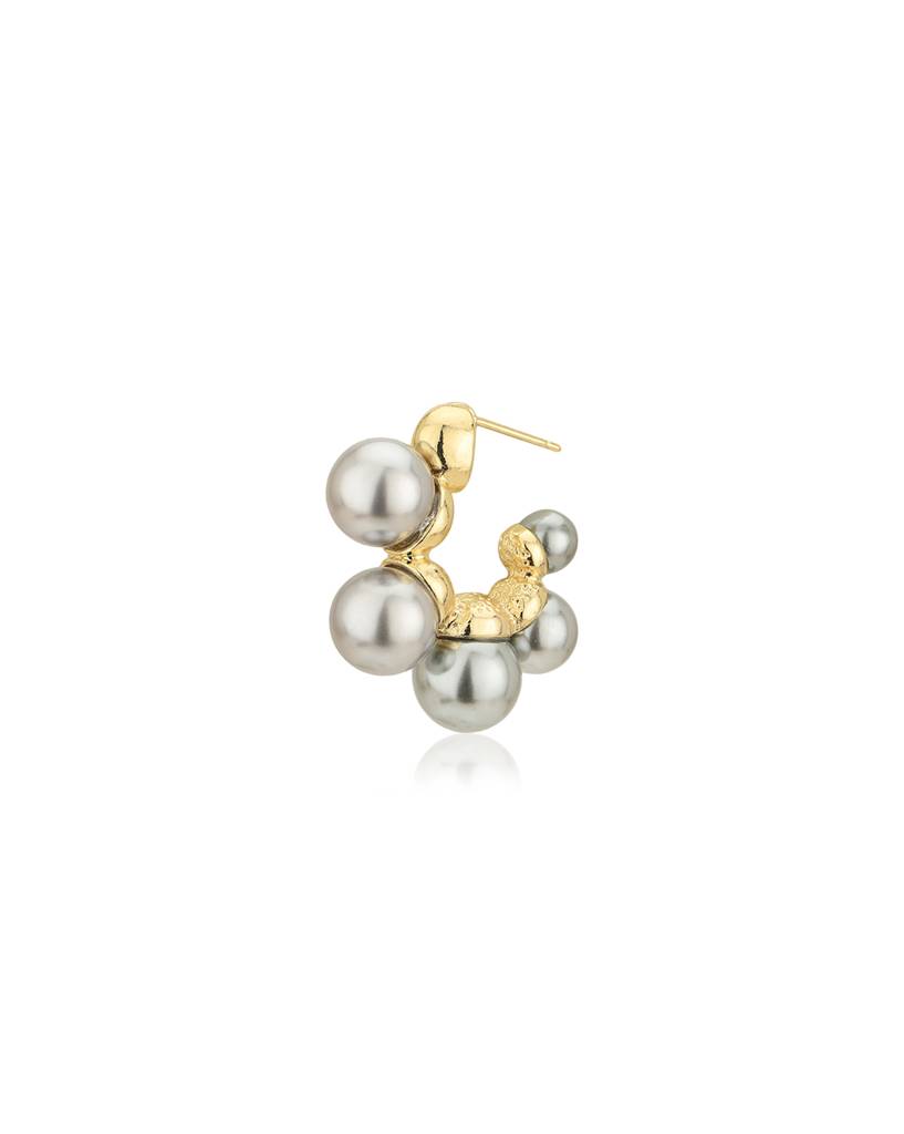 Carlton London Premium Gold-Plated Contemporary Half Hoop Pearl Earrings : FJE4748