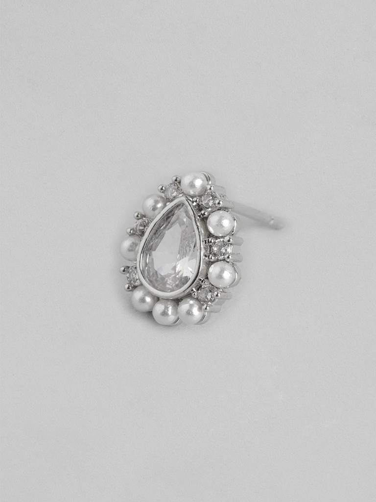 Silver-Plated Cz Teardrop Shaped Studs : FJE4753