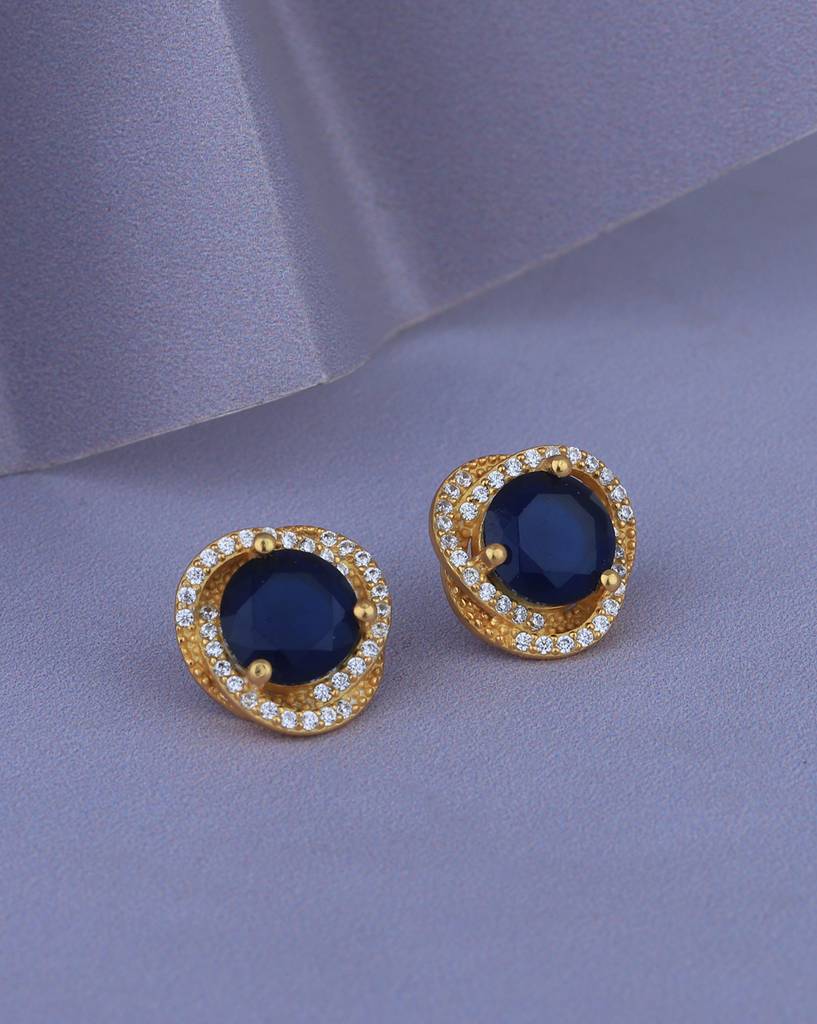 Carlton London 18Kt Gold-Plated Cubic Zirconia Contemporary Studs : FJE4801