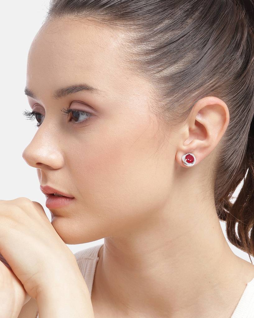 Carlton London Contemporary Rhodium-Plated Cubic Zirconia Studs : FJE4802