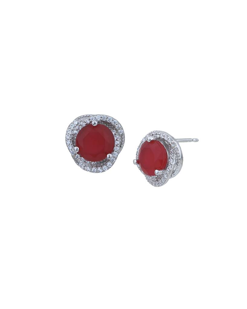 Carlton London Contemporary Rhodium-Plated Cubic Zirconia Studs : FJE4802
