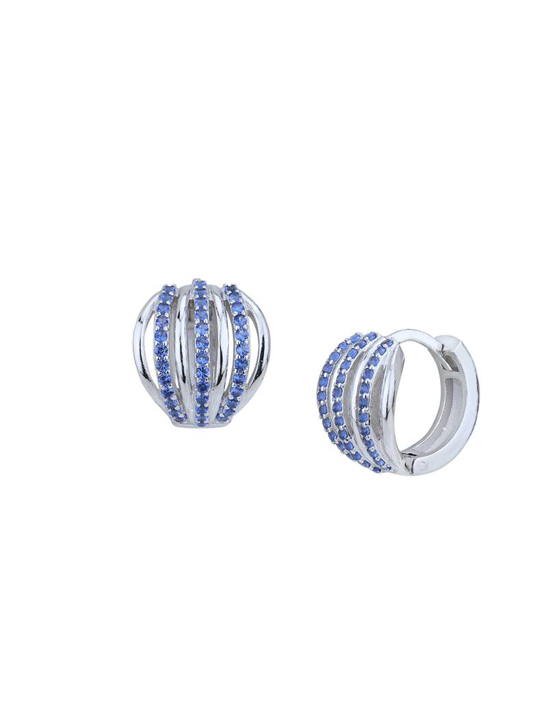 Carlton London Rhodium Plated With Cz Circular Fancy Hoop Earring : FJE4803