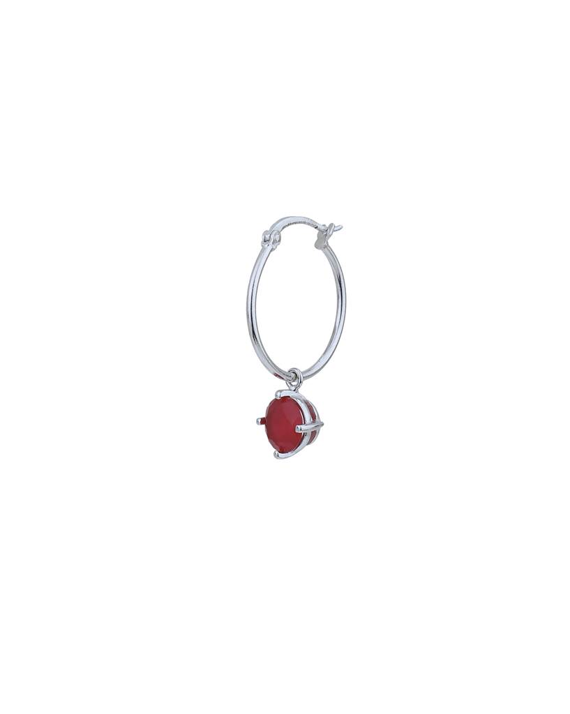 Carlton London Rhodium Plated With Red Ruby Hoop Earring : FJE4808