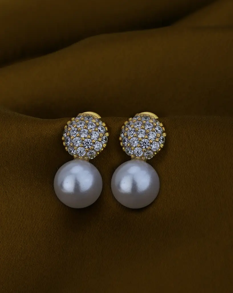 Carlton London 18Kt Gold Plated With Cz Drop Earrings