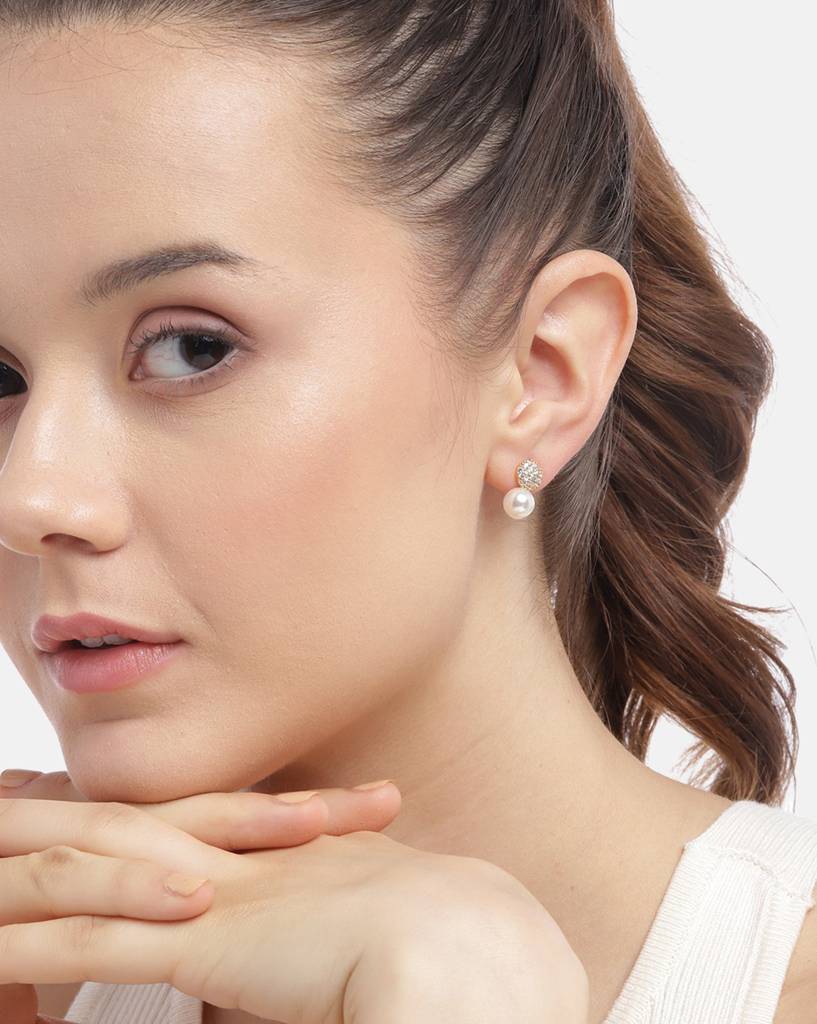 Carlton London 18Kt Gold Plated With Cz Drop Earrings : FJE4814