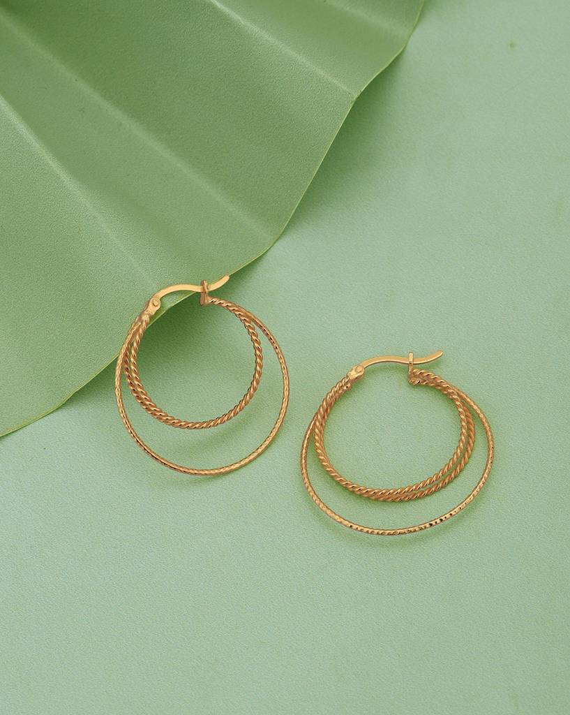 Carlton London 18Kt Gold Plated Triple Bar Hoop Earrings : FJE4827