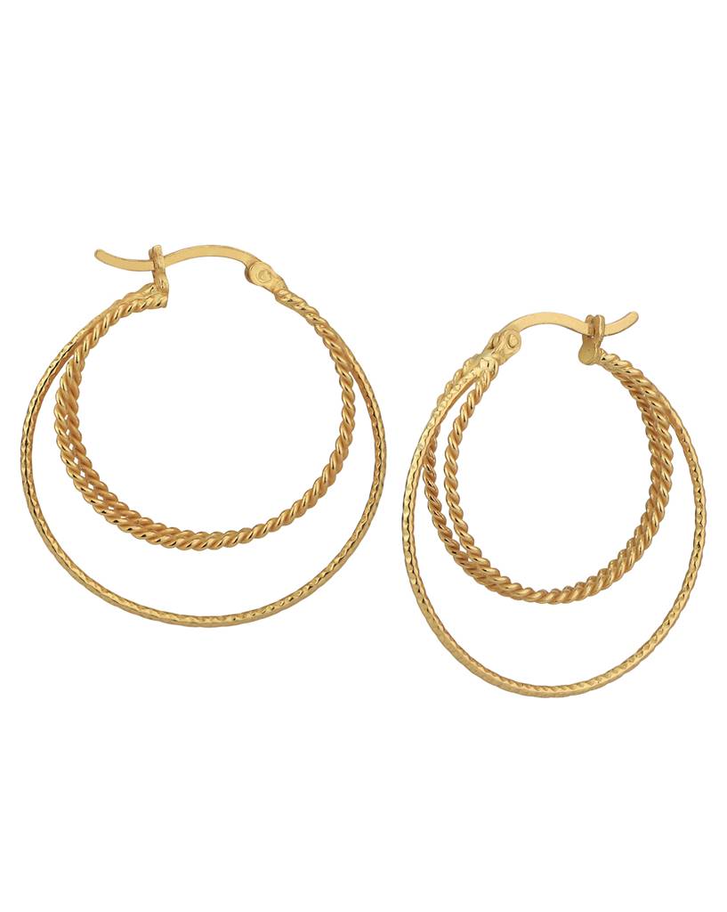 Carlton London 18Kt Gold Plated Triple Bar Hoop Earrings : FJE4827
