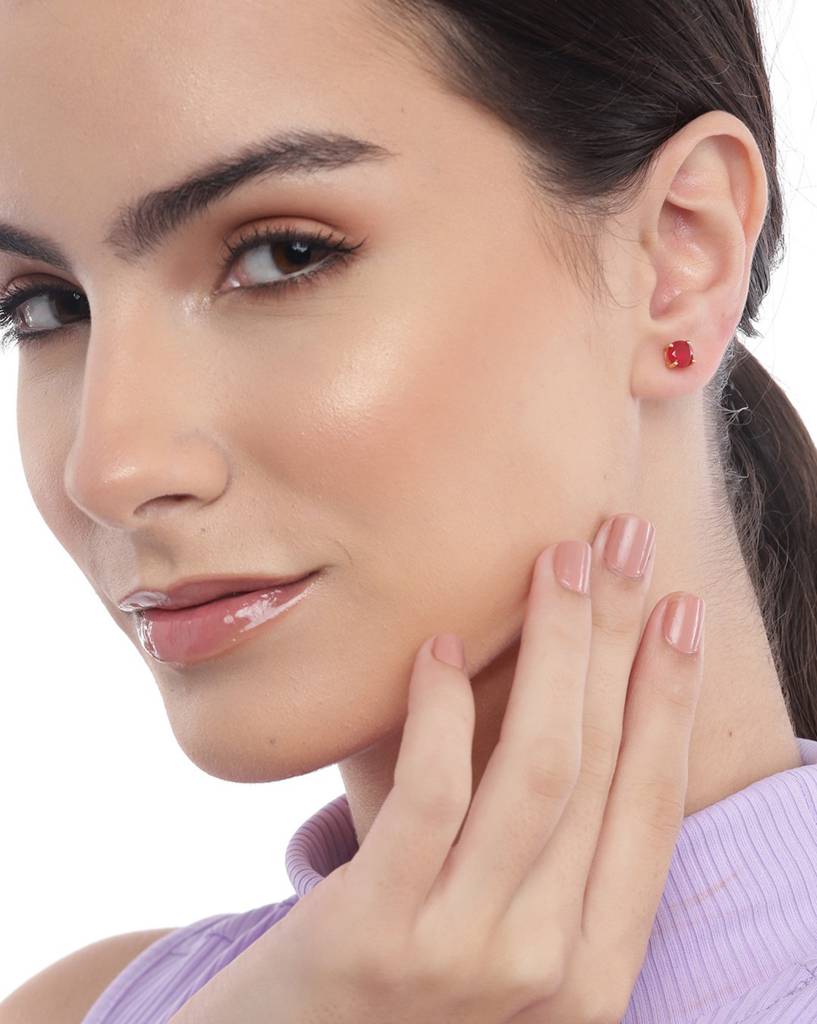 18Kt Gold-Plated Cz Circular Stud Earrings : FJE4829