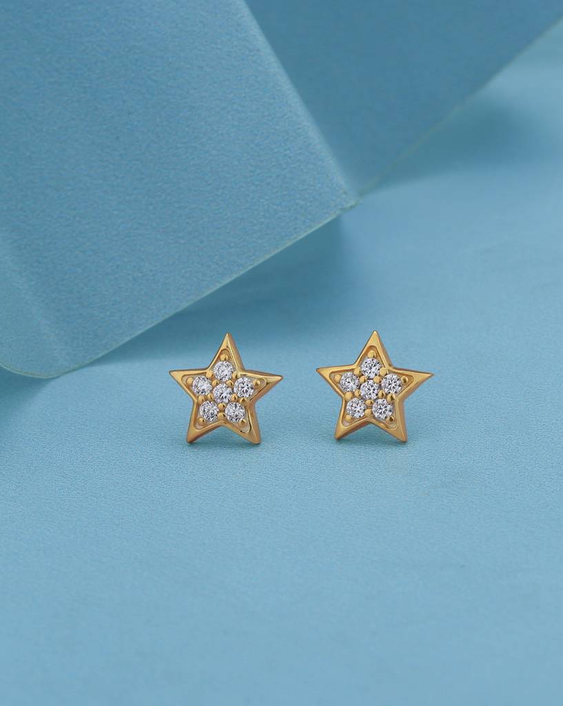 Carlton London 18Kt Gold-Plated Cz Star Shaped Studs : FJE4830