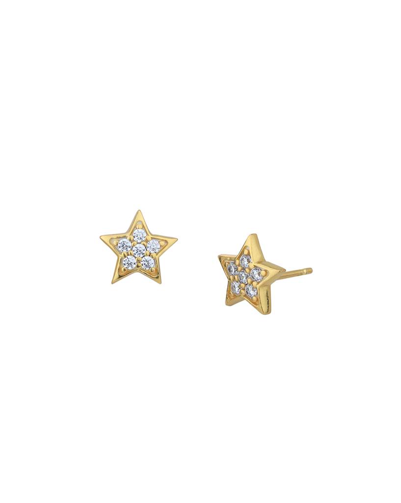 Carlton London 18Kt Gold-Plated Cz Star Shaped Studs : FJE4830