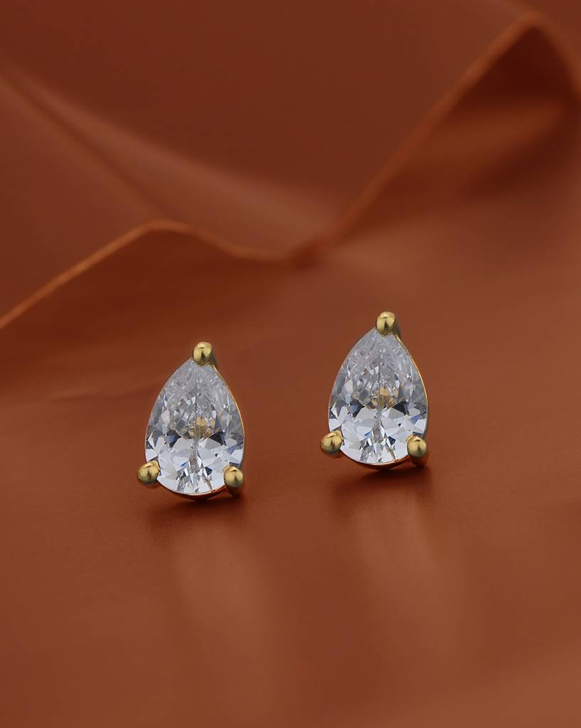 Carlton London 18Kt Gold-Plated Cz Teardrop Shaped Stud Earrings : FJE4832