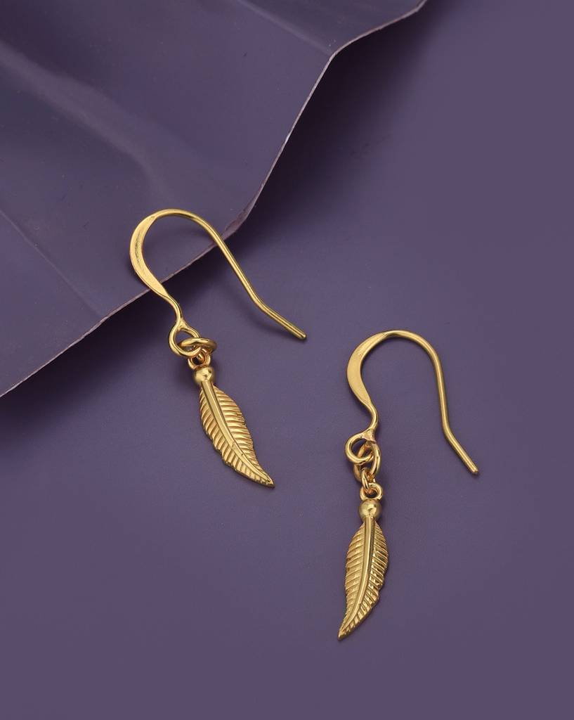 Carlton London 18Kt Gold-Plated Leaf Shaped Drop Earrings : FJE4838