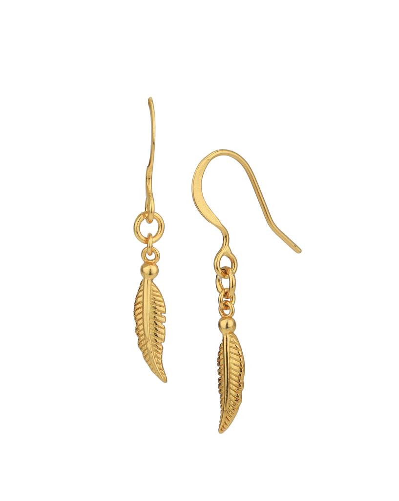 Carlton London 18Kt Gold-Plated Leaf Shaped Drop Earrings : FJE4838