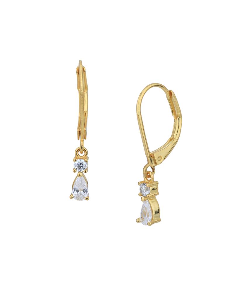 Carlton London 18Kt Gold Plated Dangling Solitaire Drop Earrings : FJE4839