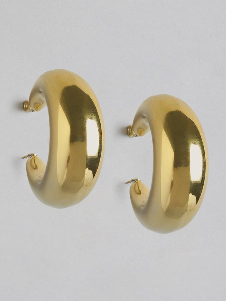 Gold-Plated Oval Hoop Earrings : FJE4871